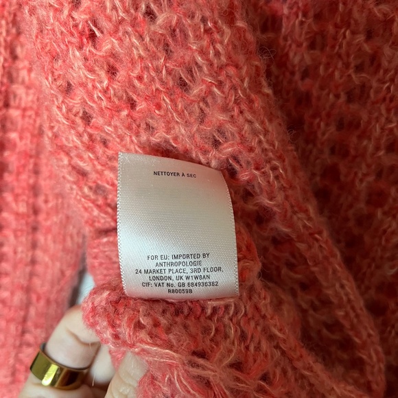 Anthropologie Field Flower Waffle Knit Wool-blend Sweater in Coral Size Medium - Picture 10 of 10